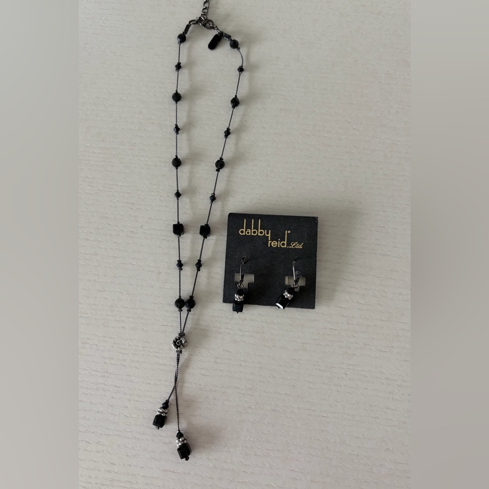 dabby reid Black Beaded Necklace & Earring Set